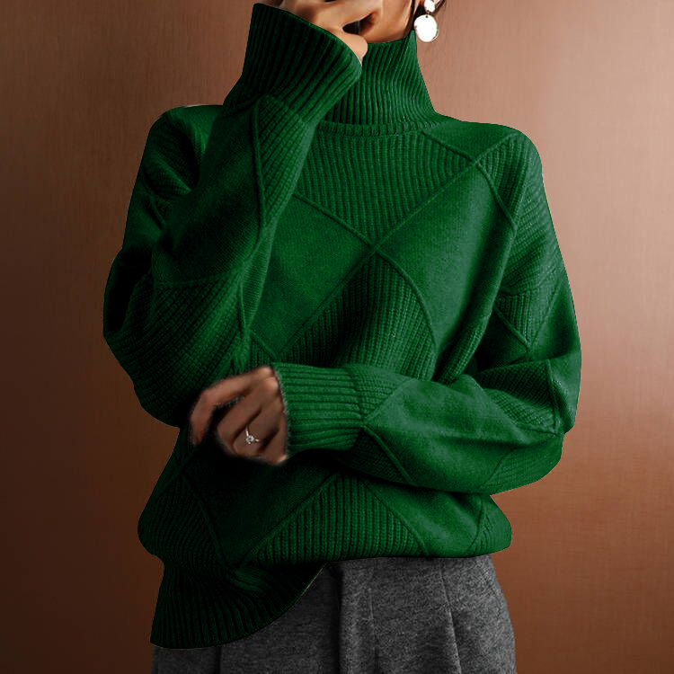 Turtleneck loose lozenge long-sleeved winter sweater
