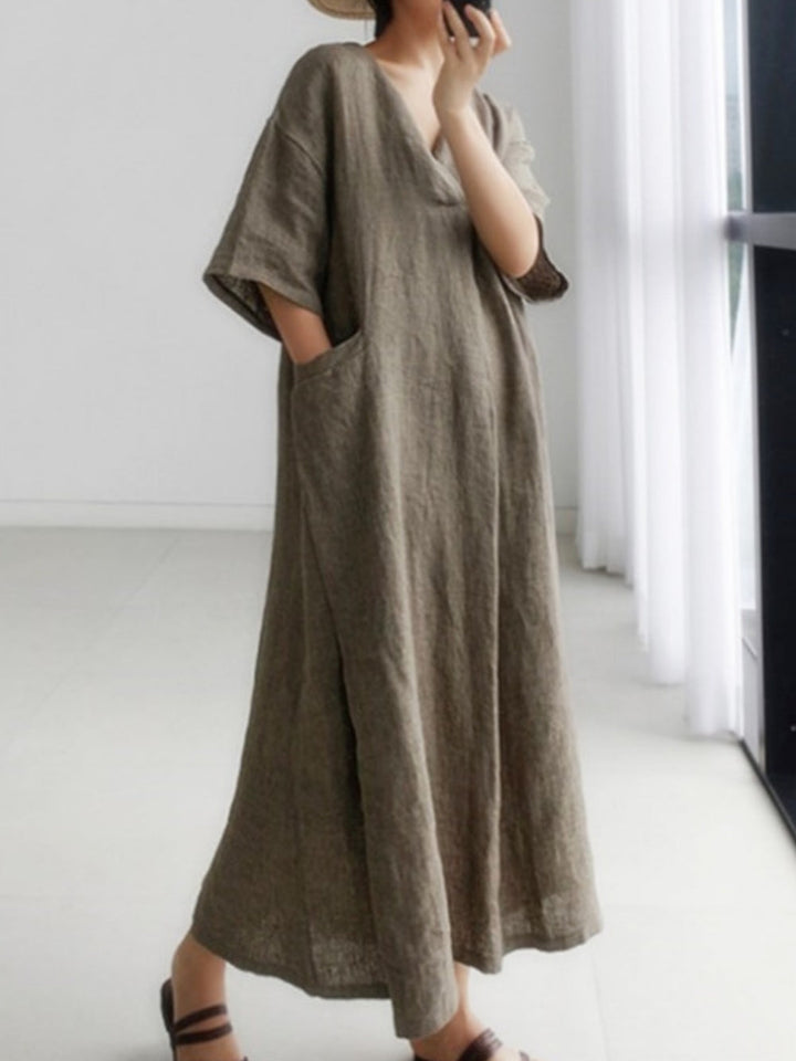 Cotton and Linen Loose Oversized Shirt Dress