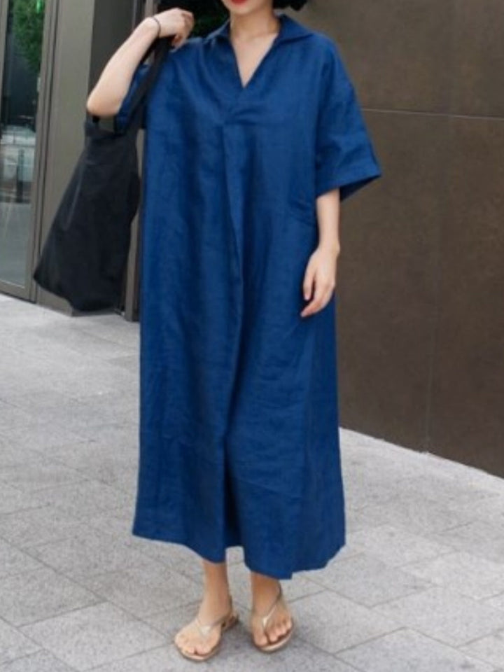 Cotton and Linen Loose Oversized Shirt Dress