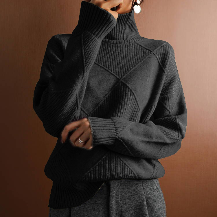 Turtleneck loose lozenge long-sleeved winter sweater