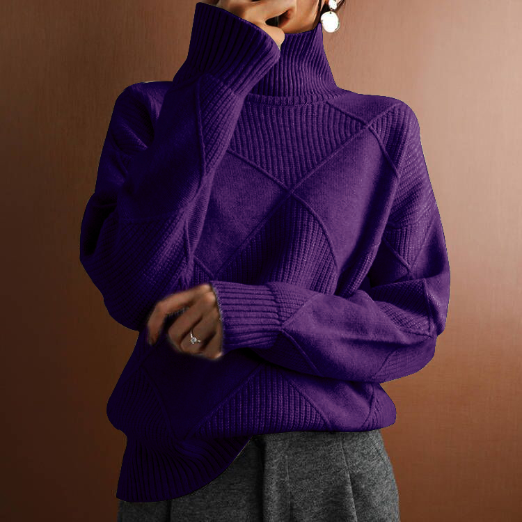Turtleneck loose lozenge long-sleeved winter sweater